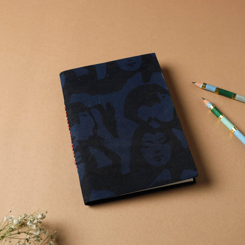 Black - bindaas fabric cover handmade paper notebook (7 x 5