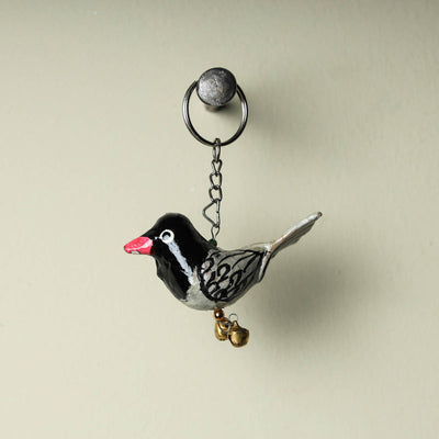 Black Handmade Papier Mache Keychaint 