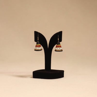 Bishnupur handpainted cone shape terracotta jhumka earrings