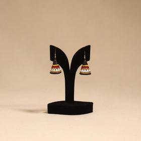 Bishnupur handpainted cone shape terracotta jhumka earrings