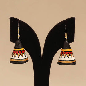 Bishnupur handpainted cone shape terracotta jhumka earrings