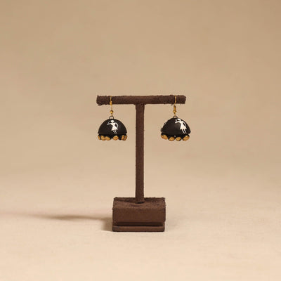 Bishnupur handpainted terracotta jhumki earrings 155