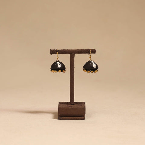Bishnupur handpainted terracotta jhumki earrings 155
