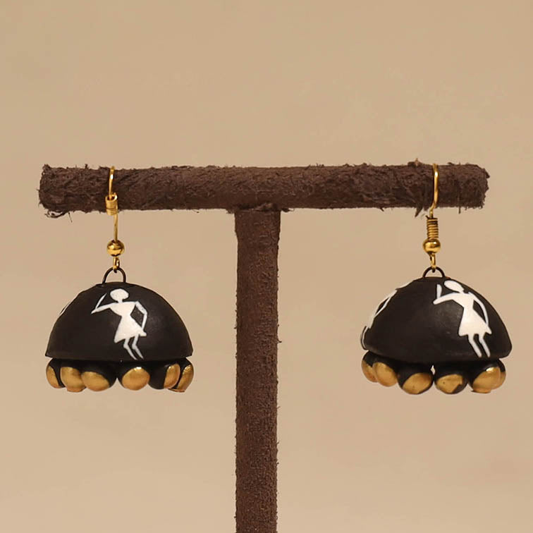Bishnupur handpainted terracotta jhumki earrings 155