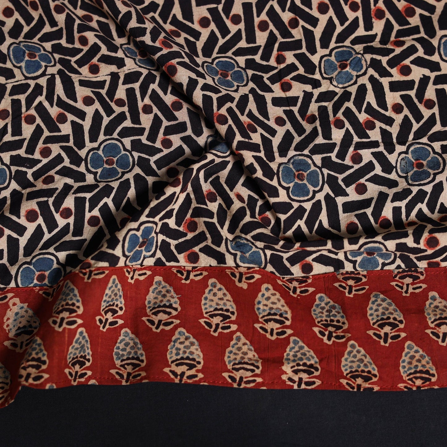 Block print cotton ajrakh blouse piece 02 - handcrafted