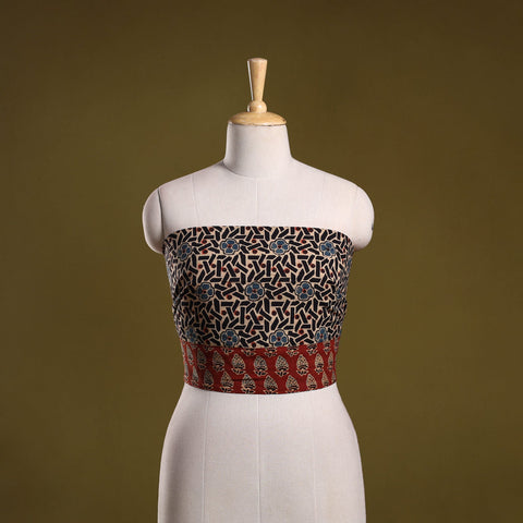 Block print cotton ajrakh blouse piece 02 - handcrafted