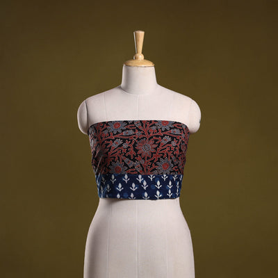 Block print cotton ajrakh blouse piece 07 - handcrafted