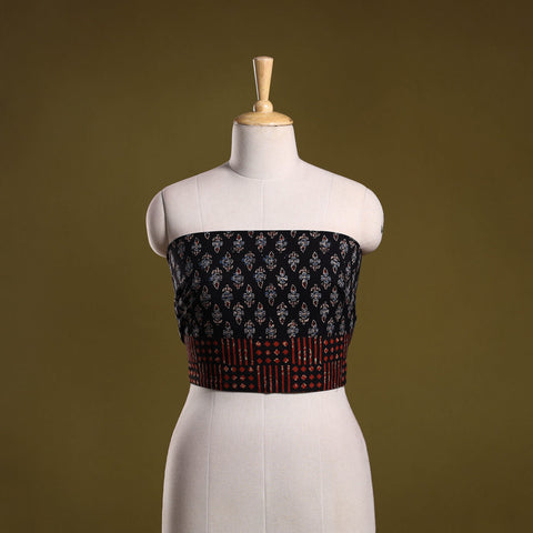 Block print cotton ajrakh blouse piece 15 - handcrafted