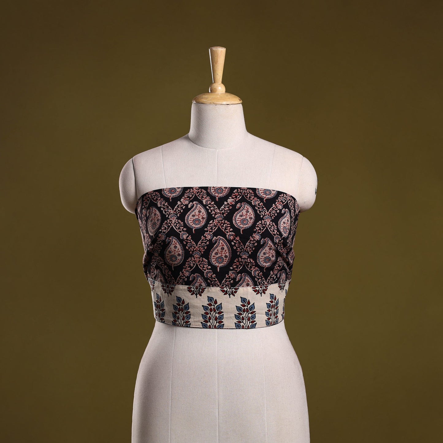 Block print cotton ajrakh blouse piece 19 - handcrafted