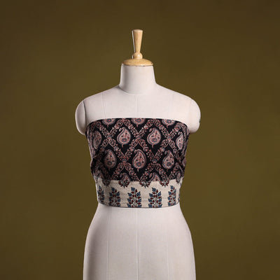 Block print cotton ajrakh blouse piece 19 - handcrafted
