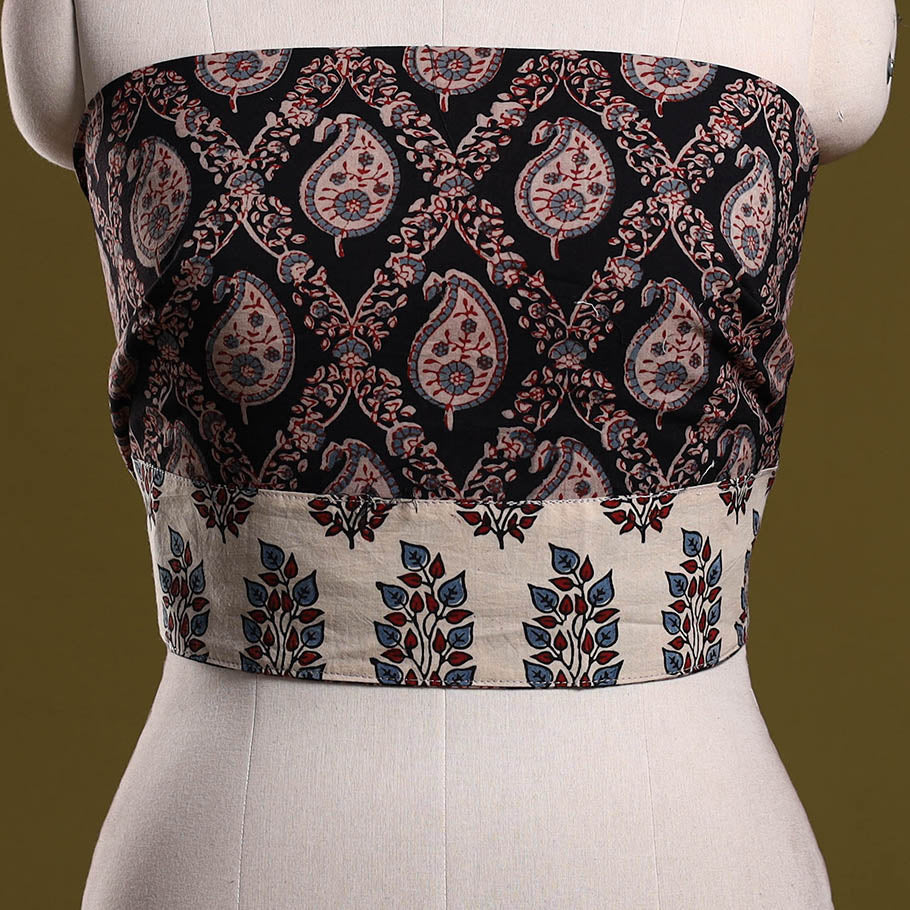 Block print cotton ajrakh blouse piece 19 - handcrafted