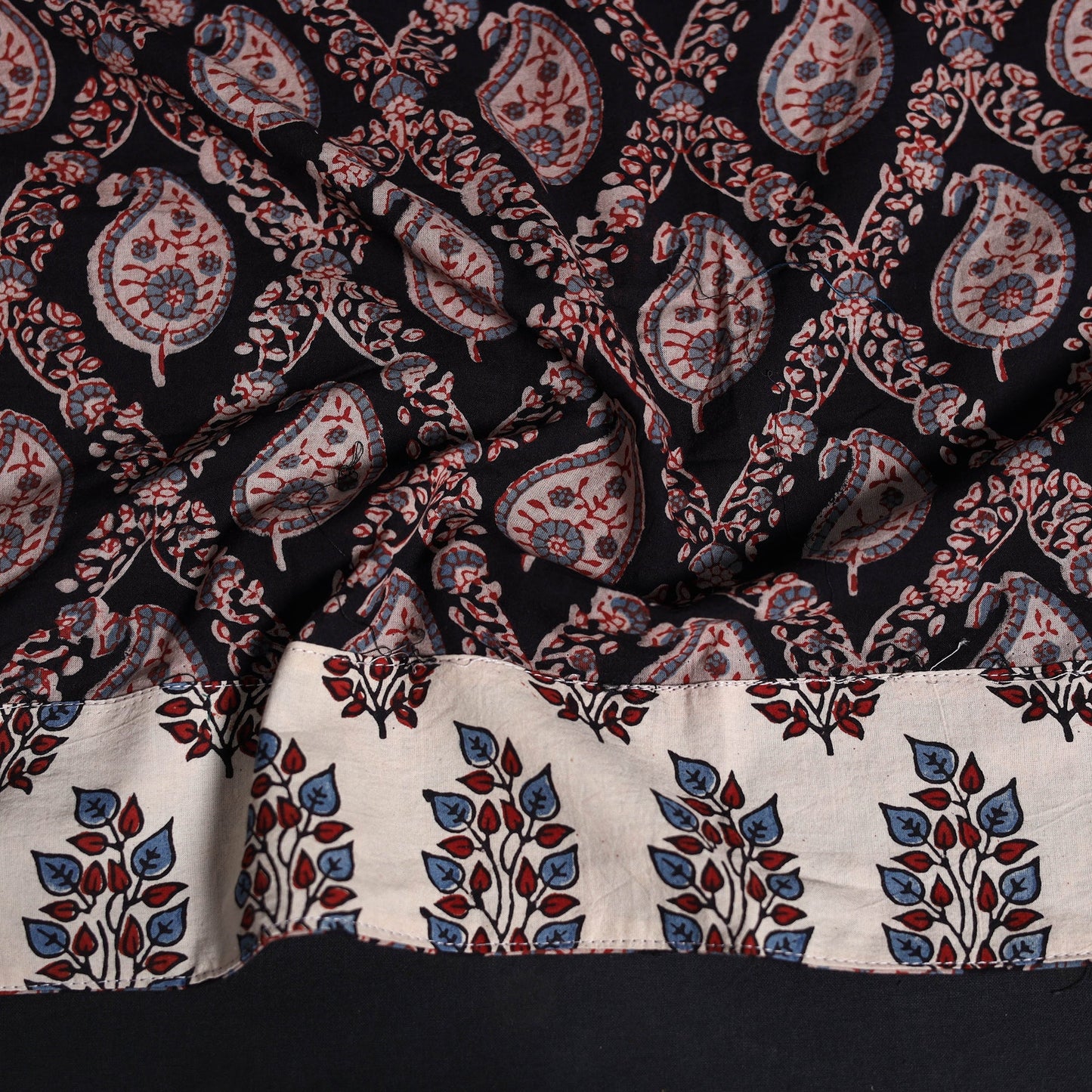 Block print cotton ajrakh blouse piece 19 - handcrafted