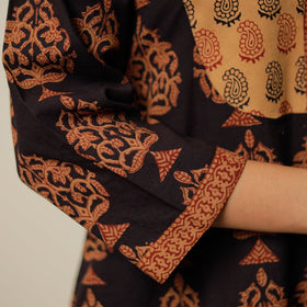 Black - Block Print Cotton A-Line Bagh Kurta 26