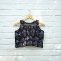 Black Block Print Cotton Stitched Ajrakh Blouse Online