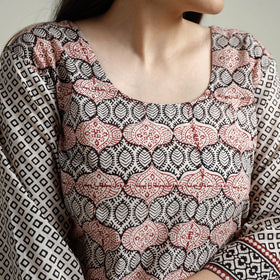Buy Block Print Cotton Straight Bagh Kurta For Women