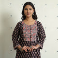 Buy Black - Block Print Cotton Straight Bagh Kurta For Women