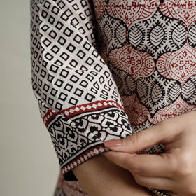 Buy Block Print Cotton Straight Bagh Kurta For Women