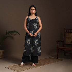 Black - cotton straight sanganeri kurta 16 - handcrafted