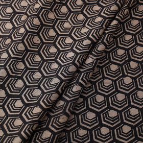Black Block Print Chanderi Silk Natural Dyed Ajrakh Fabric