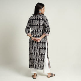 Buy Block Print Mul Cotton Straight Bagh Kurta For Women
