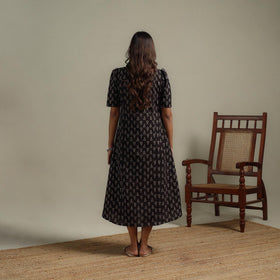 Natural dyed cotton button down dress 04 - handcrafted
