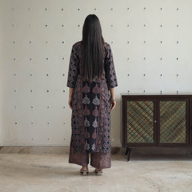 Black - Block Printed Cotton Ajrakh Kurta Set 07