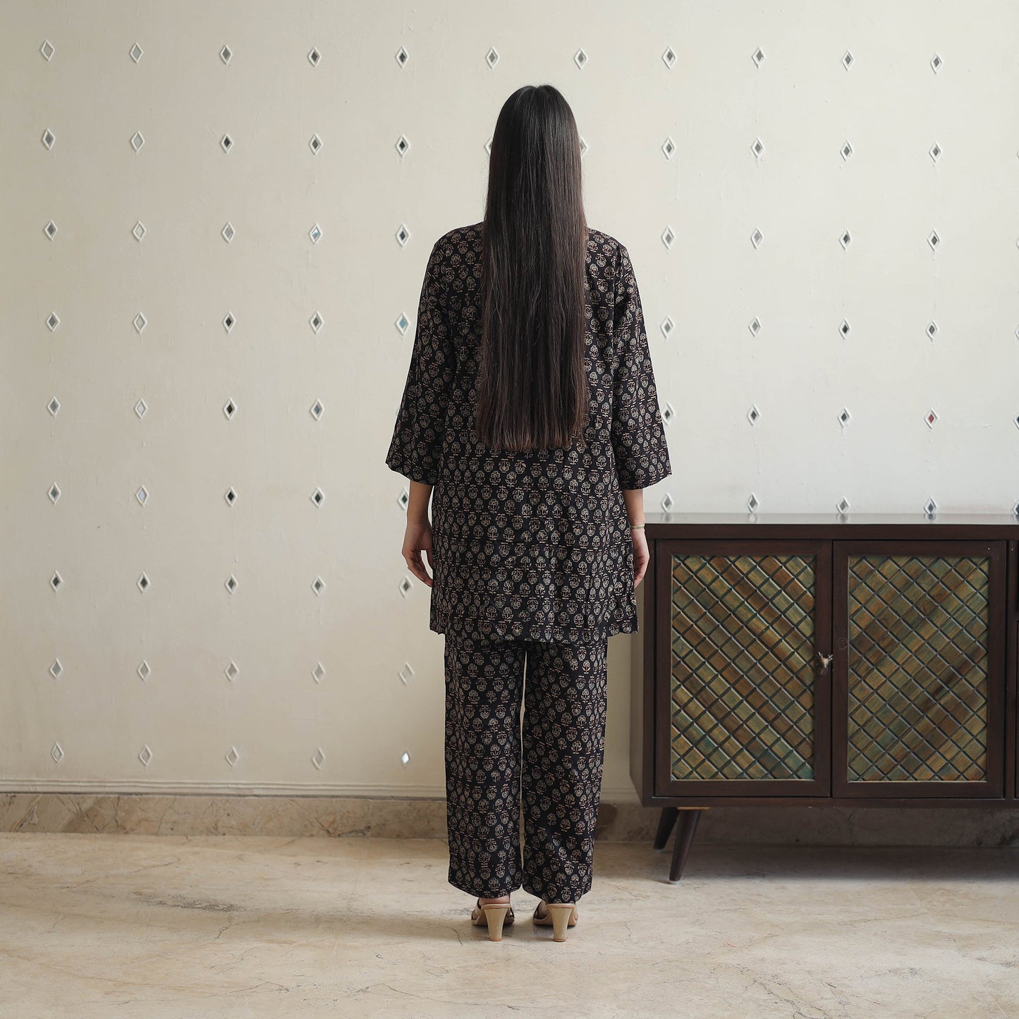 Black - printed cotton co-ord set 05 - handcrafted