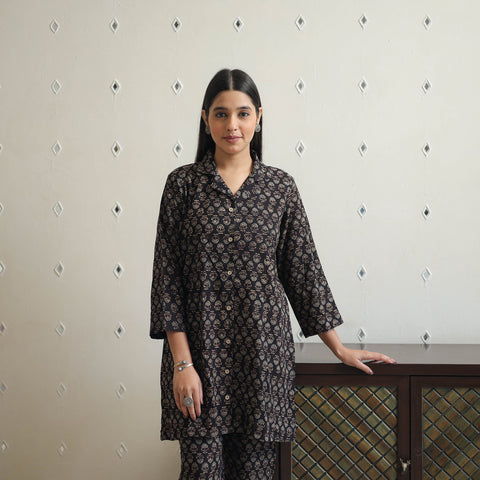 Black - printed cotton co-ord set 05 - handcrafted