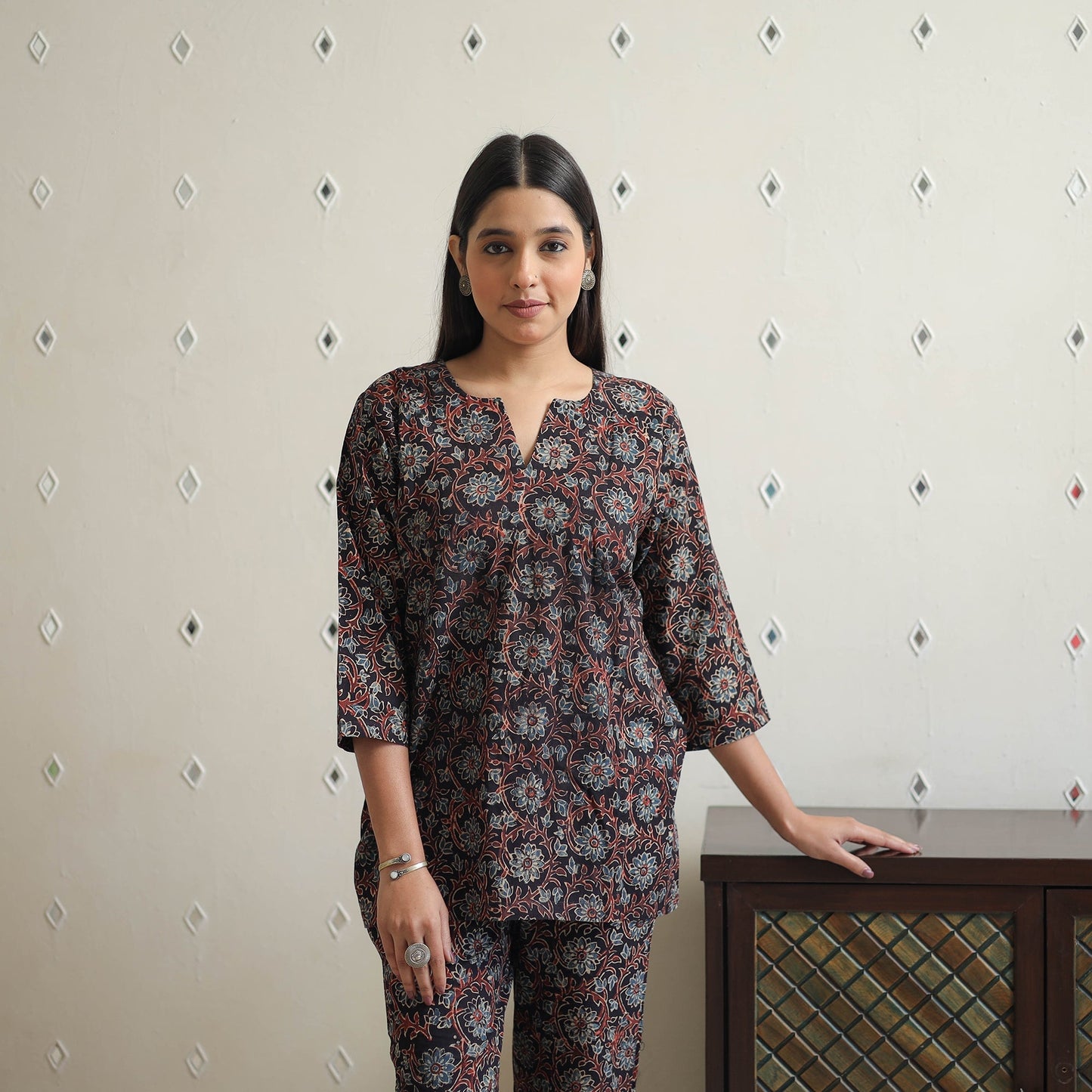 Black - printed cotton co-ord set 08 - handcrafted