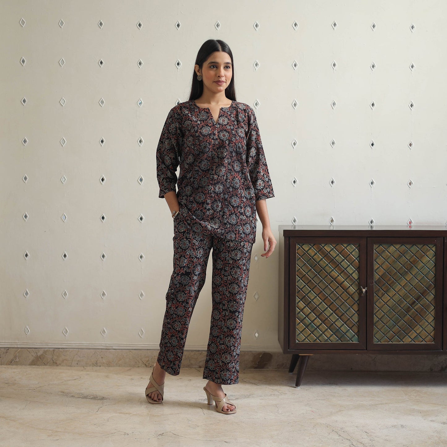 Black - printed cotton co-ord set 08 - handcrafted
