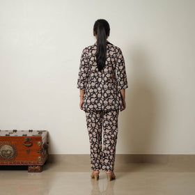  Black Block Print Cotton Bagru Co-Ord Set 