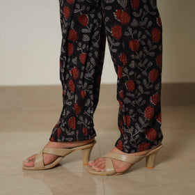 Black - printed cotton bagru co-ord set with lace work 02