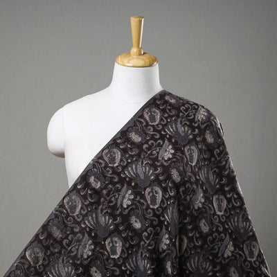 Black Block Printed Cotton Jahota Fabric