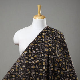 Black Block Printed Cotton Jahota Fabric