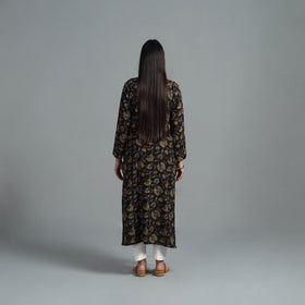 Buy Black Block Printed Cotton Straight Bagru Kurta for Women