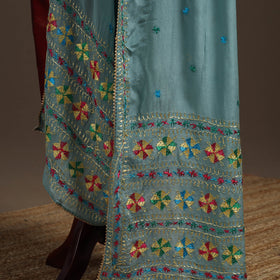 Chinon silk hand embroidered phulkari dupatta 10