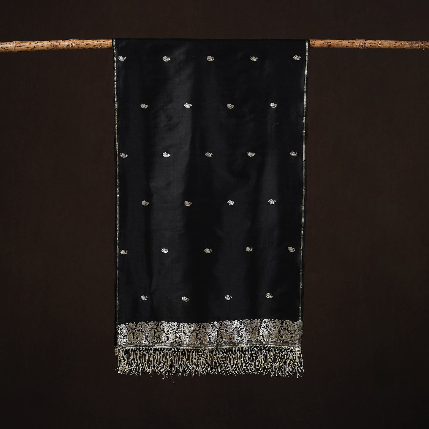 Black - brocade handloom pure silk banarasi stole