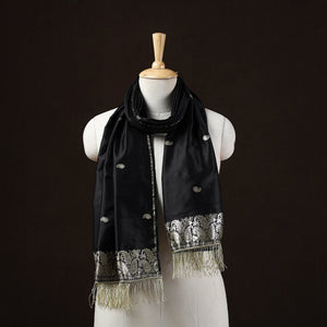 Black - brocade handloom pure silk banarasi stole