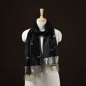 Black - brocade handloom pure silk banarasi stole