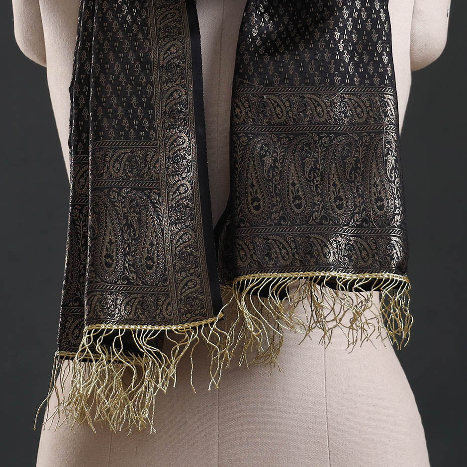 Brocade handloom semi silk banarasi stole 28 - handcrafted