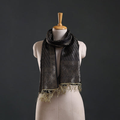Brocade handloom semi silk banarasi stole 28 - handcrafted