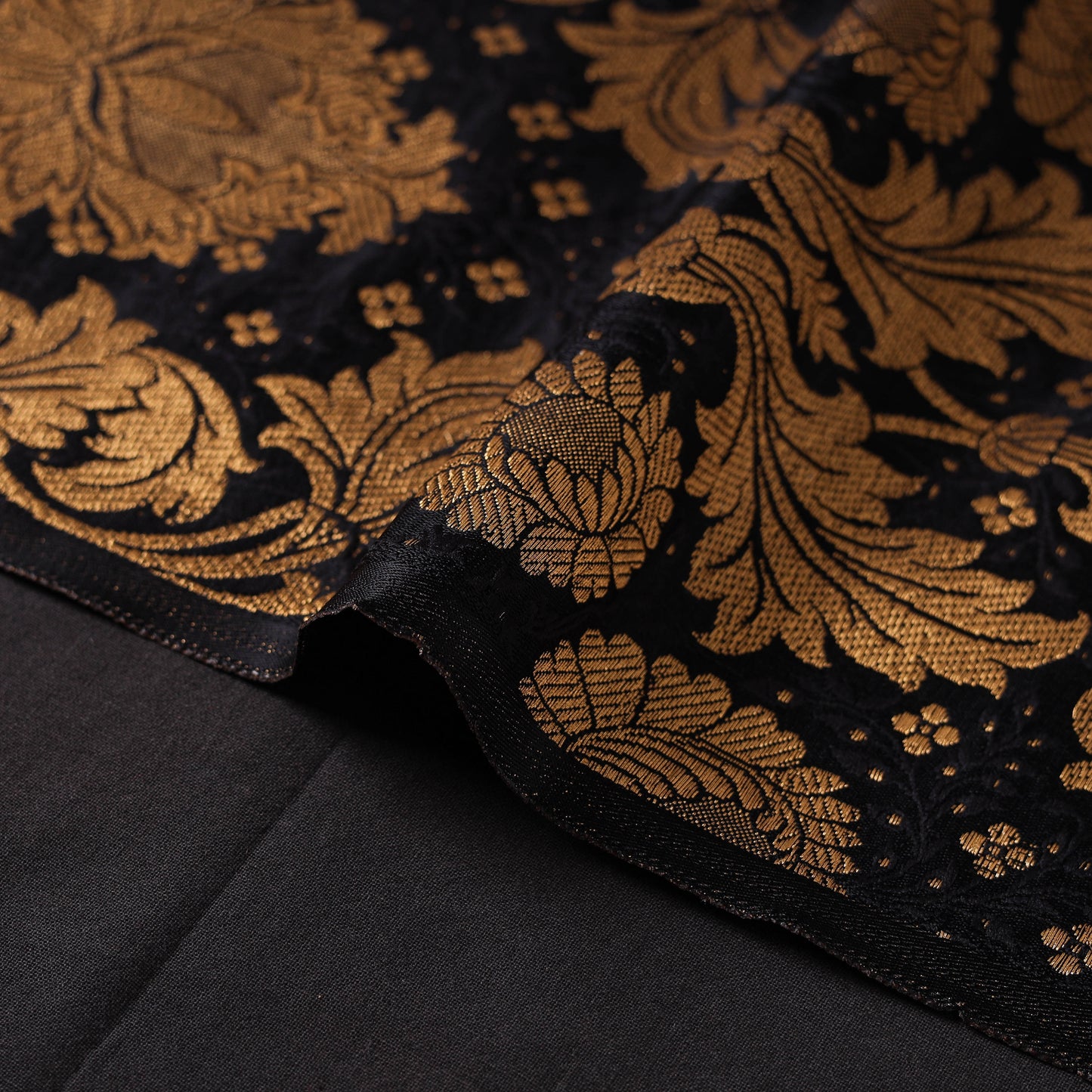 Black - brocade silk banarasi fabric 23 - handcrafted
