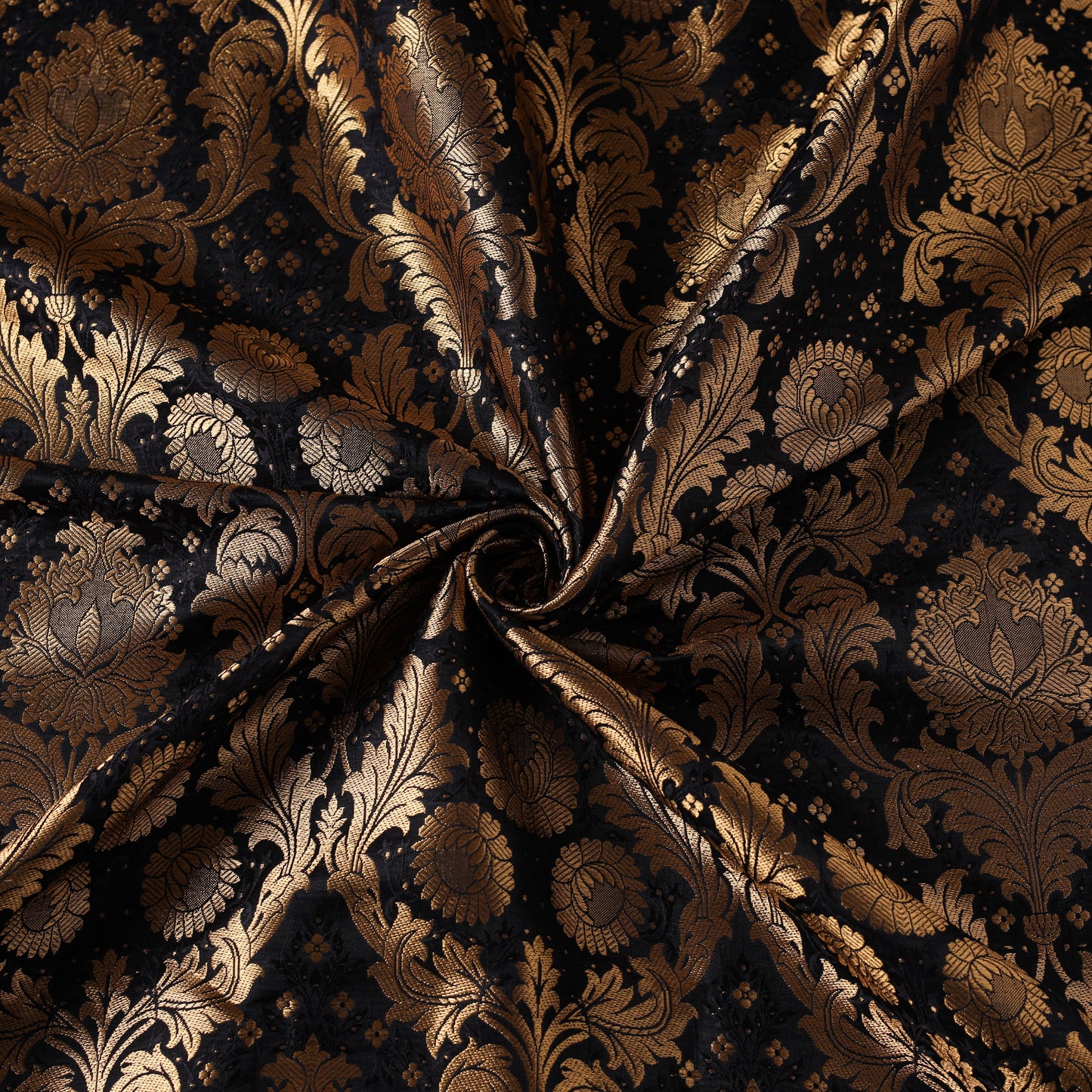 Black - brocade silk banarasi fabric 23 - handcrafted