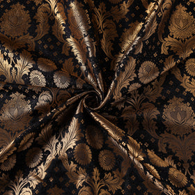 Black - brocade silk banarasi fabric 23 - handcrafted