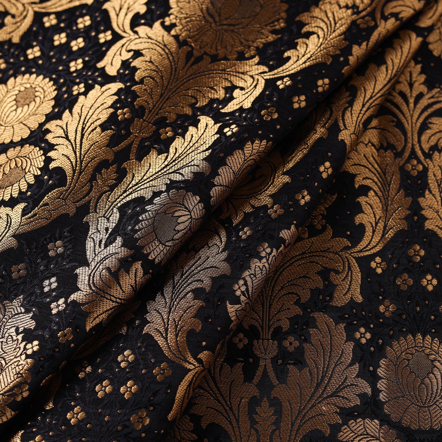 Black - brocade silk banarasi fabric 23 - handcrafted