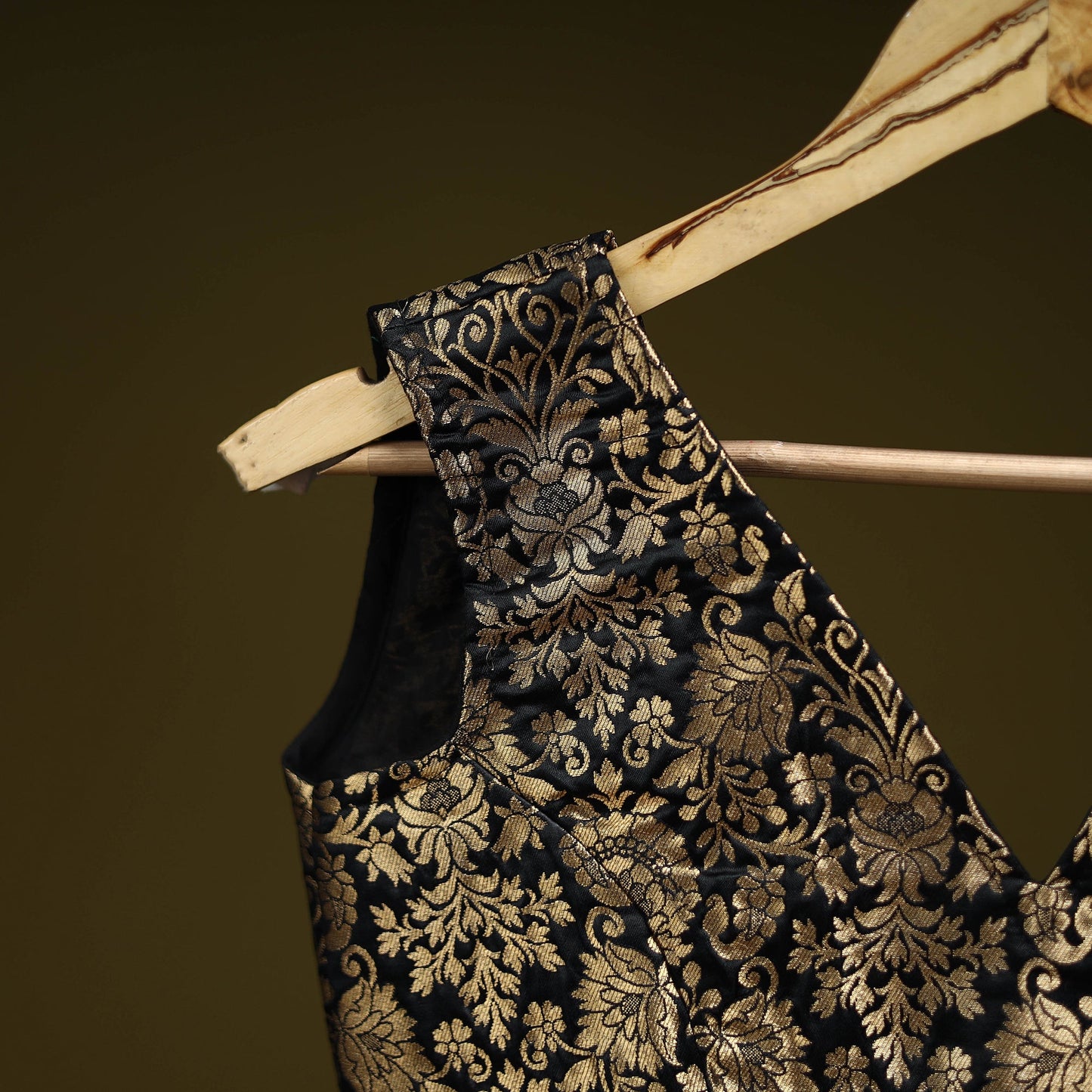 Black - brocade silk banarasi stitched blouse 05