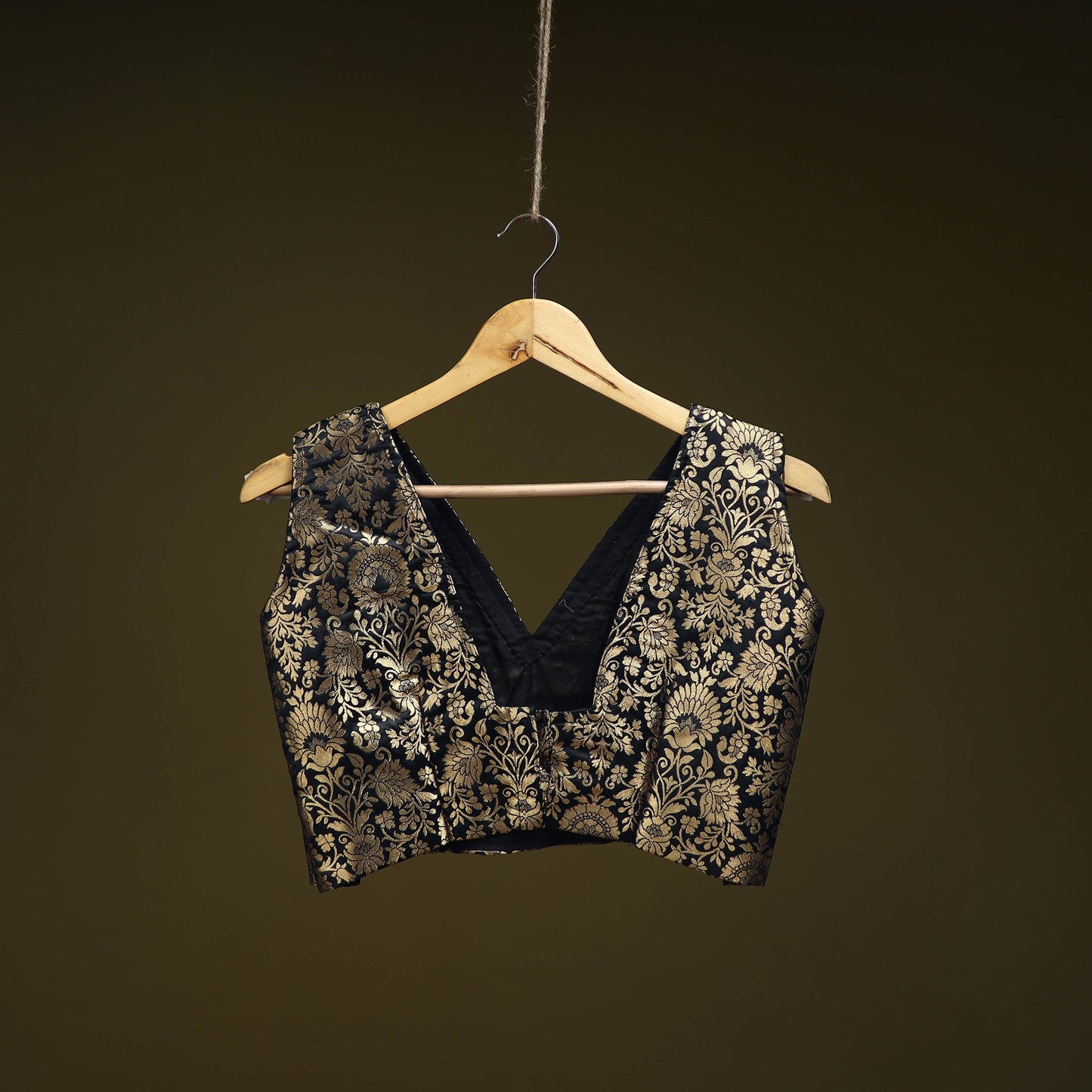 Black - brocade silk banarasi stitched blouse 05