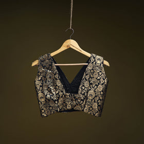 Black - brocade silk banarasi stitched blouse 05