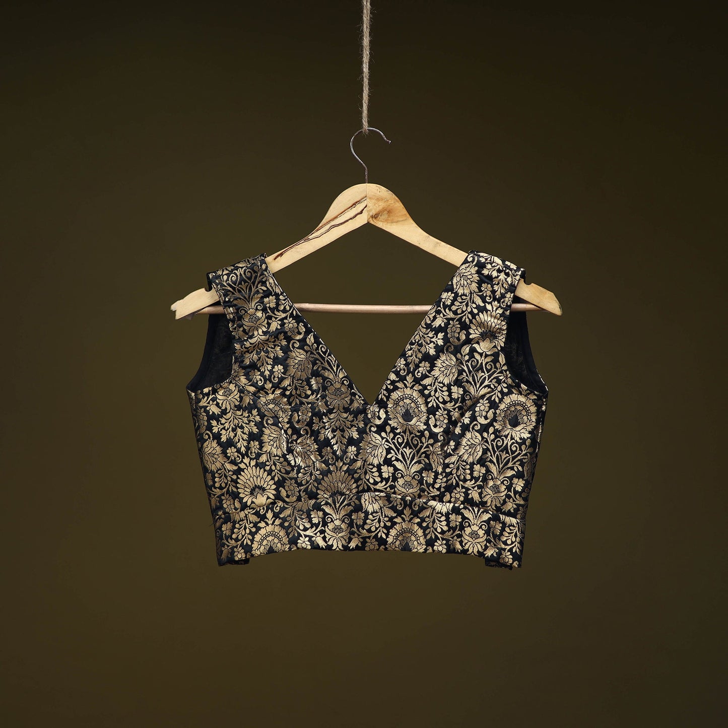 Black - brocade silk banarasi stitched blouse 05