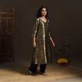 Black - brocade silk a-line banarasi kurta 04 - handcrafted